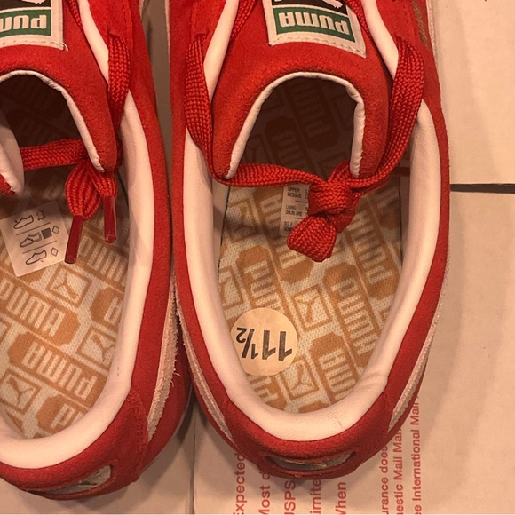 PUMA Red White Suede Classic XXI Leather Shoes 11.5 like New - Picture 11 of 15